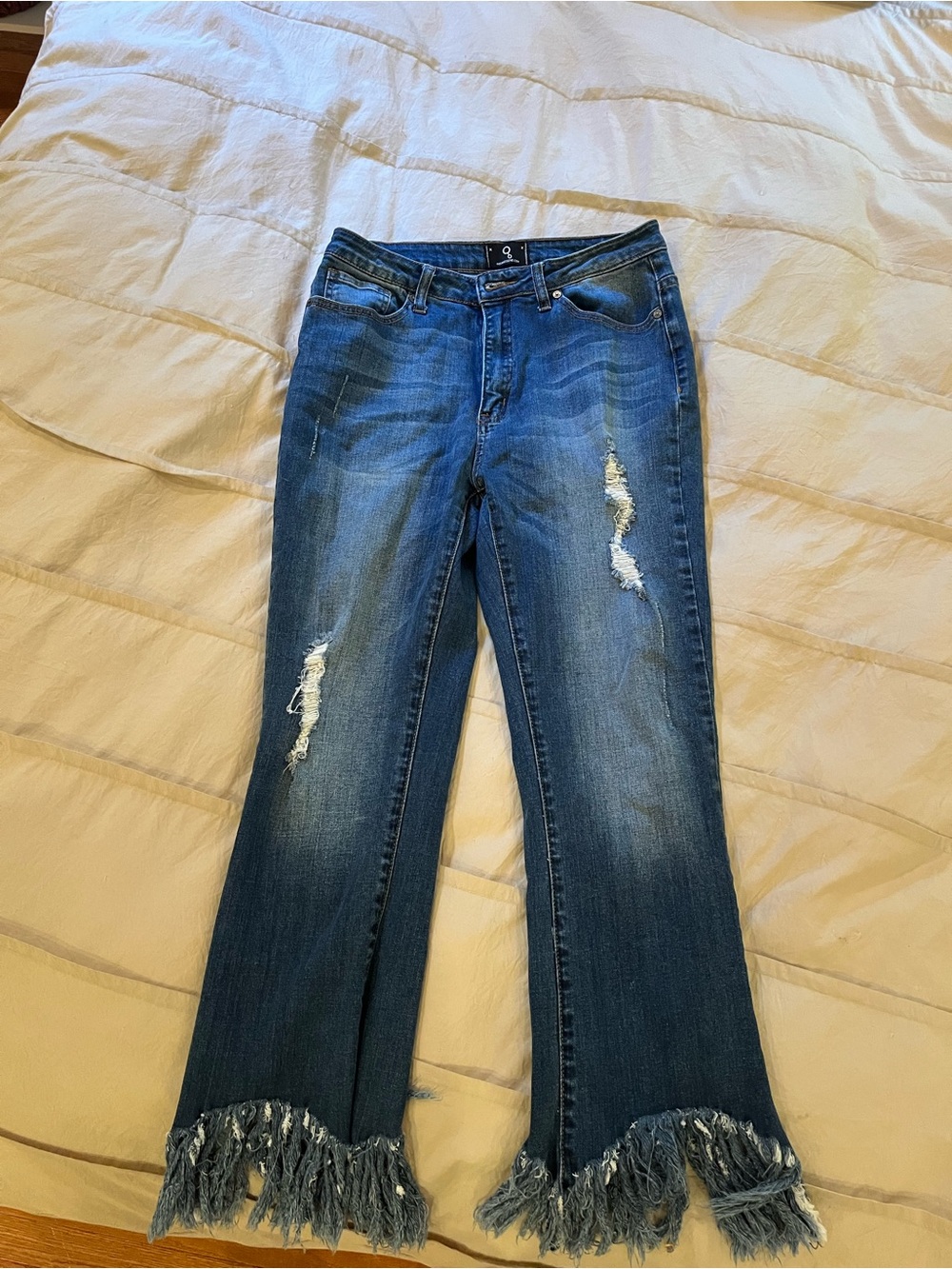 Insane Gene Women’s Blue Distressed Fringe Hem Jeans Size 13 or 30